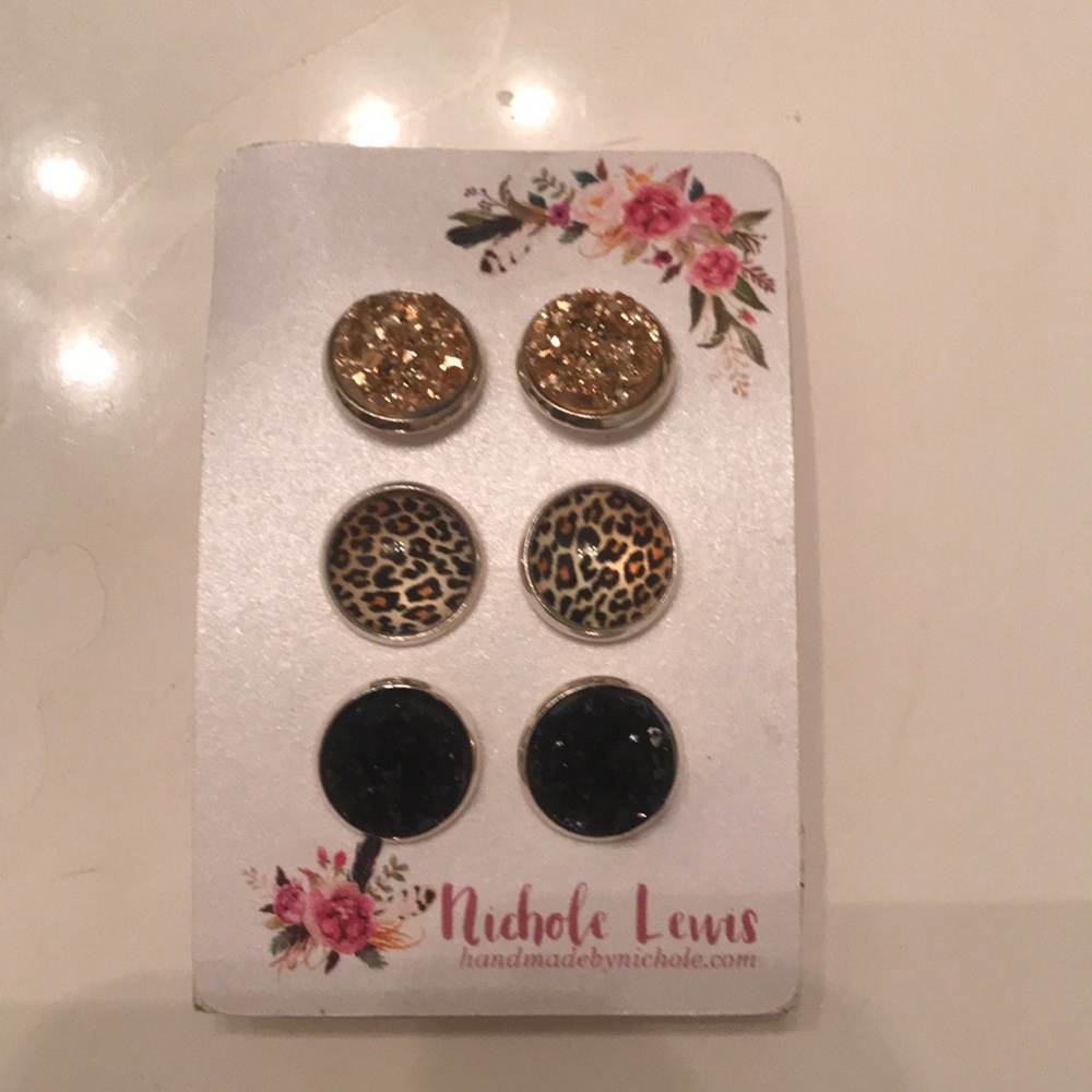 Nichole Lewis Cheetah Trio Earrings